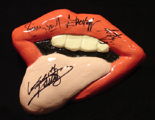 Rolling Stones Autographed Lips Sculpture