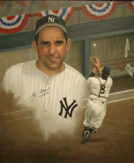 Yogi Berra Autographed Painting