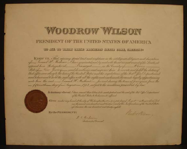 President Woodrow Wilson Autograph