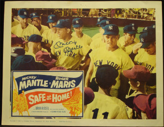 Mickey Mantle Autographed Safe at Home Lobby Cards