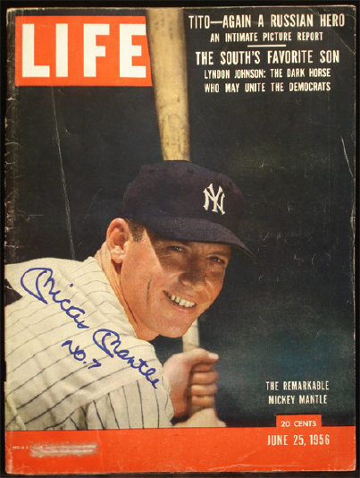 Mickey Mantle 1956 Life Magazine Autographed